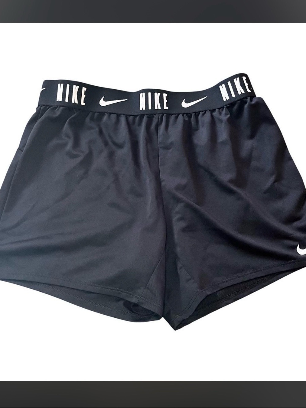 Nike Women's Black Athletic Shorts with Logo Waistband